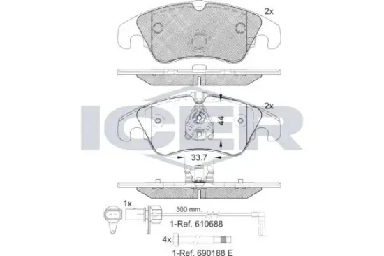 Bremsbelagsatz, Scheibenbremse ICER 181862 Bild Bremsbelagsatz, Scheibenbremse ICER 181862