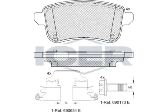Bremsbelagsatz, Scheibenbremse ICER 181904-203 Bild Bremsbelagsatz, Scheibenbremse ICER 181904-203