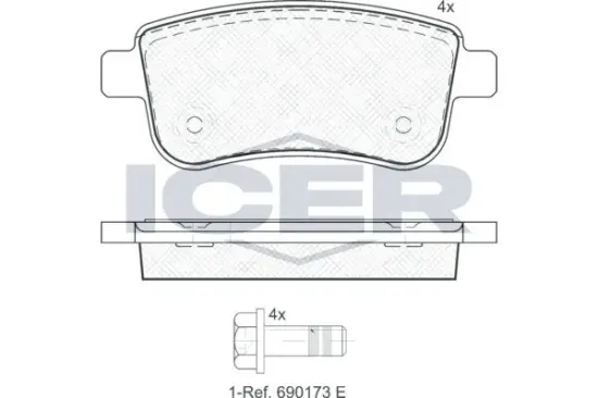 Bremsbelagsatz, Scheibenbremse ICER 181904 Bild Bremsbelagsatz, Scheibenbremse ICER 181904