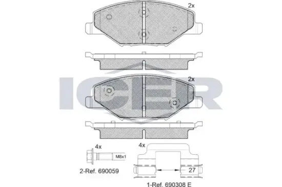 Bremsbelagsatz, Scheibenbremse ICER 182110 Bild Bremsbelagsatz, Scheibenbremse ICER 182110