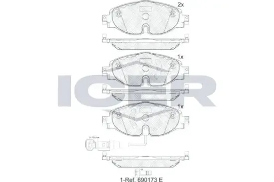 Bremsbelagsatz, Scheibenbremse ICER 182111 Bild Bremsbelagsatz, Scheibenbremse ICER 182111