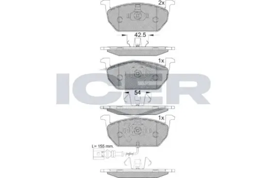 Bremsbelagsatz, Scheibenbremse Vorderachse ICER 182189 Bild Bremsbelagsatz, Scheibenbremse Vorderachse ICER 182189