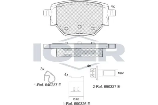 Bremsbelagsatz, Scheibenbremse ICER 182384 Bild Bremsbelagsatz, Scheibenbremse ICER 182384
