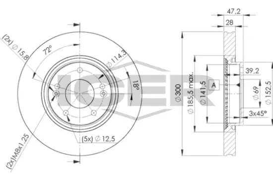 Bremsscheibe Vorderachse ICER 78BD0580-2 Bild Bremsscheibe Vorderachse ICER 78BD0580-2