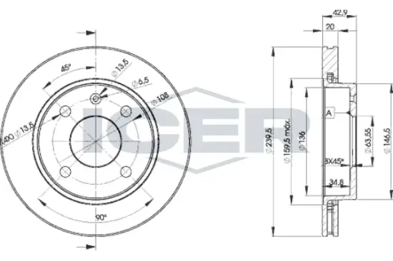 Bremsscheibe Vorderachse ICER 78BD1064-2 Bild Bremsscheibe Vorderachse ICER 78BD1064-2