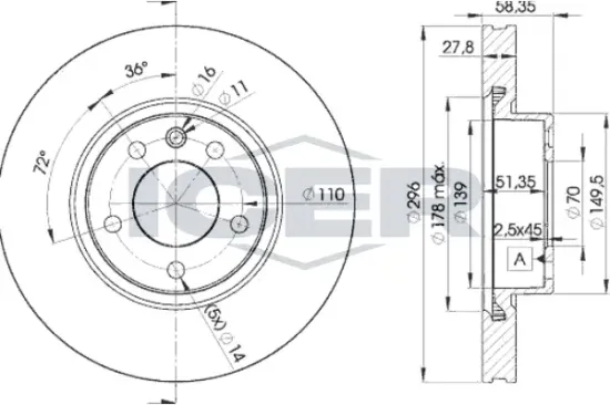 Bremsscheibe Vorderachse ICER 78BD1134-2 Bild Bremsscheibe Vorderachse ICER 78BD1134-2