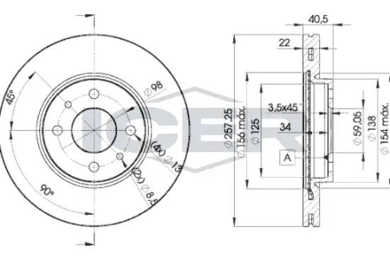 Bremsscheibe Vorderachse ICER 78BD1650-2 Bild Bremsscheibe Vorderachse ICER 78BD1650-2