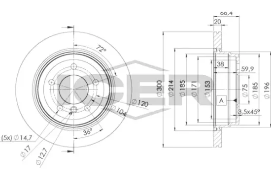 Bremsscheibe Hinterachse ICER 78BD1974-2 Bild Bremsscheibe Hinterachse ICER 78BD1974-2