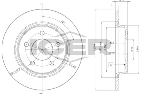 Bremsscheibe Hinterachse ICER 78BD3276-2 Bild Bremsscheibe Hinterachse ICER 78BD3276-2