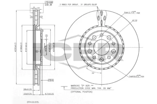 Bremsscheibe Vorderachse ICER 78BD3609-1 Bild Bremsscheibe Vorderachse ICER 78BD3609-1