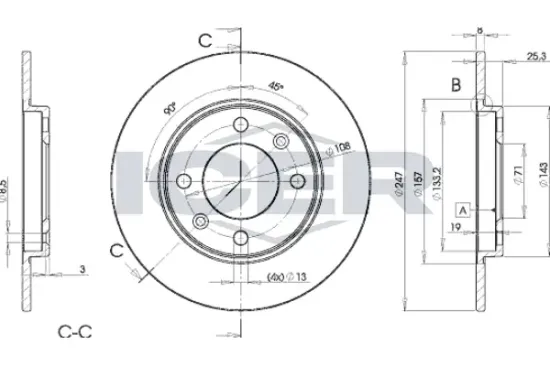 Bremsscheibe Hinterachse ICER 78BD4247-2 Bild Bremsscheibe Hinterachse ICER 78BD4247-2