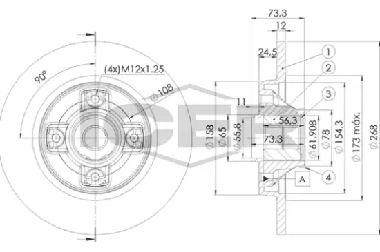 Bremsscheibe Hinterachse ICER 78BD5023-1 Bild Bremsscheibe Hinterachse ICER 78BD5023-1