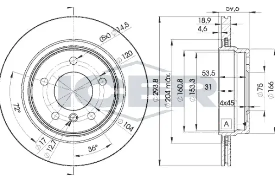 Bremsscheibe Hinterachse ICER 78BD5563-2 Bild Bremsscheibe Hinterachse ICER 78BD5563-2