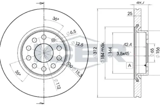 Bremsscheibe Vorderachse ICER 78BD5618-2 Bild Bremsscheibe Vorderachse ICER 78BD5618-2