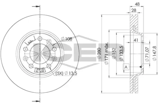 Bremsscheibe Vorderachse ICER 78BD5624-2 Bild Bremsscheibe Vorderachse ICER 78BD5624-2