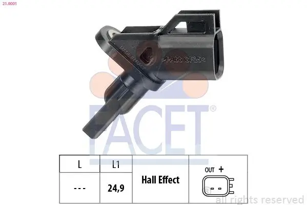 Sensor, Raddrehzahl FACET 21.0001