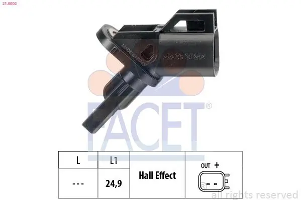 Sensor, Raddrehzahl FACET 21.0002