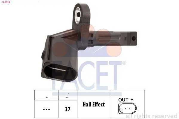 Sensor, Raddrehzahl FACET 21.0014