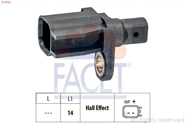 Sensor, Raddrehzahl FACET 21.0018