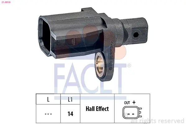 Sensor, Raddrehzahl FACET 21.0018