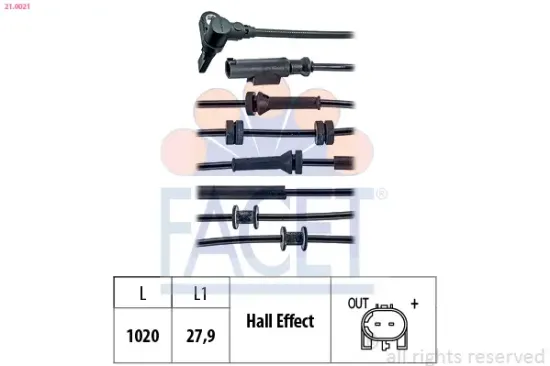 Sensor, Raddrehzahl FACET 21.0021 Bild Sensor, Raddrehzahl FACET 21.0021