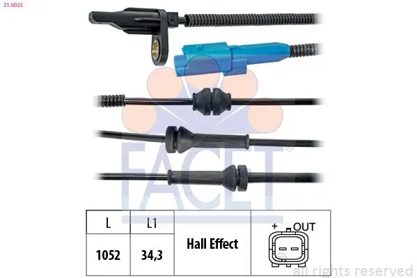 Sensor, Raddrehzahl FACET 21.0025