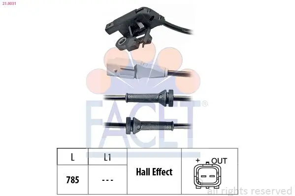 Sensor, Raddrehzahl FACET 21.0031