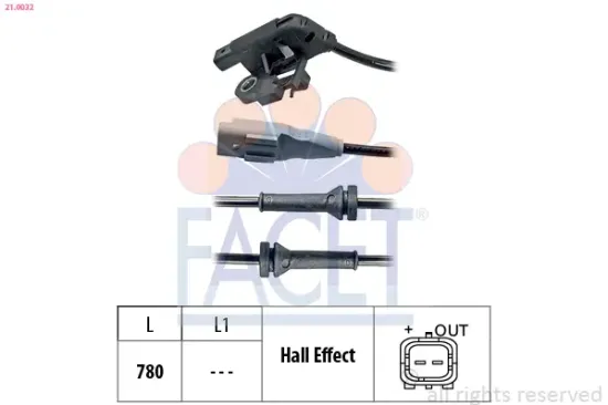 Sensor, Raddrehzahl FACET 21.0032 Bild Sensor, Raddrehzahl FACET 21.0032