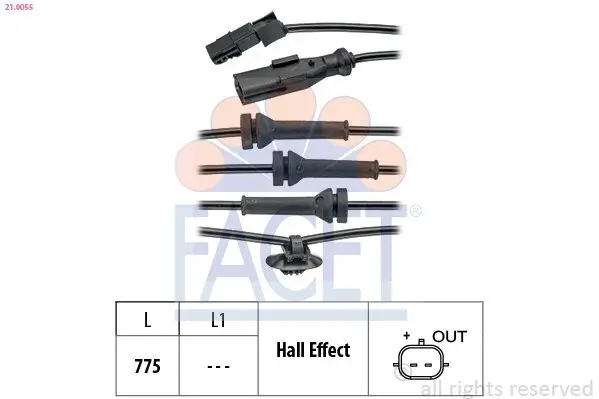 Sensor, Raddrehzahl FACET 21.0055