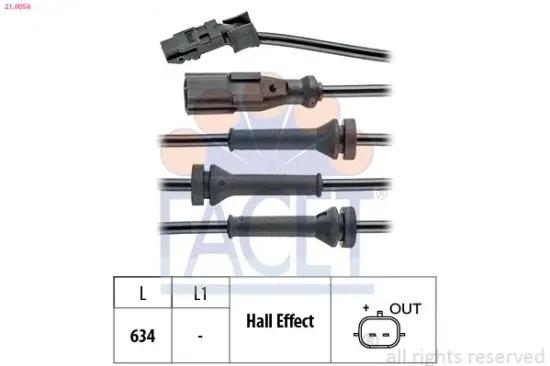 Sensor, Raddrehzahl FACET 21.0056 Bild Sensor, Raddrehzahl FACET 21.0056