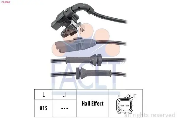 Sensor, Raddrehzahl FACET 21.0063 Bild Sensor, Raddrehzahl FACET 21.0063