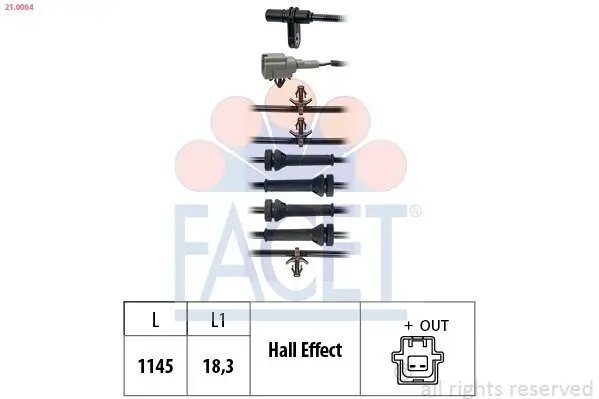 Sensor, Raddrehzahl FACET 21.0064