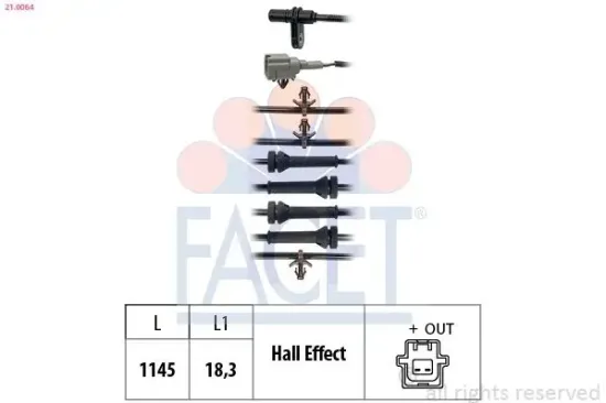 Sensor, Raddrehzahl FACET 21.0064 Bild Sensor, Raddrehzahl FACET 21.0064