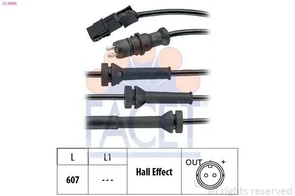 Sensor, Raddrehzahl FACET 21.0069