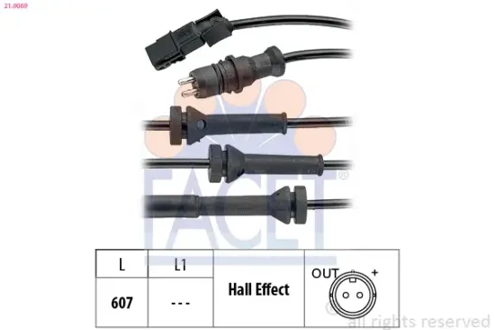 Sensor, Raddrehzahl FACET 21.0069 Bild Sensor, Raddrehzahl FACET 21.0069