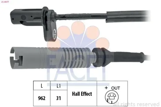 Sensor, Raddrehzahl FACET 21.0077 Bild Sensor, Raddrehzahl FACET 21.0077