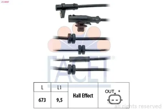 Sensor, Raddrehzahl FACET 21.0087 Bild Sensor, Raddrehzahl FACET 21.0087