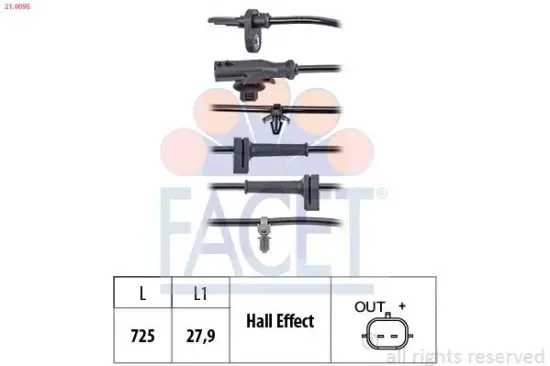 Sensor, Raddrehzahl FACET 21.0095 Bild Sensor, Raddrehzahl FACET 21.0095