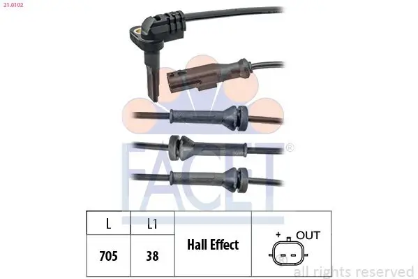 Sensor, Raddrehzahl FACET 21.0102