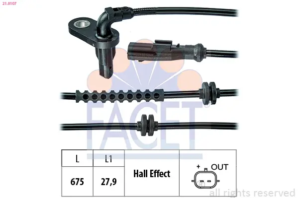 Sensor, Raddrehzahl FACET 21.0107