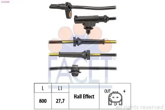 Sensor, Raddrehzahl FACET 21.0120 Bild Sensor, Raddrehzahl FACET 21.0120