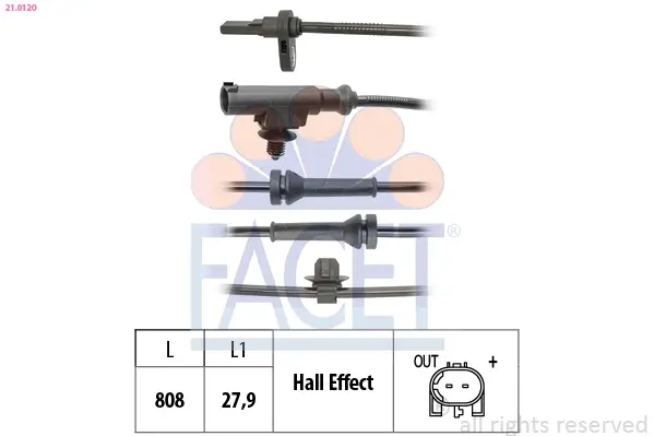 Sensor, Raddrehzahl FACET 21.0120