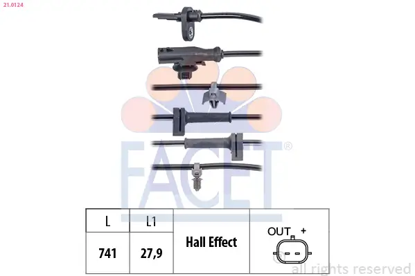 Sensor, Raddrehzahl FACET 21.0124