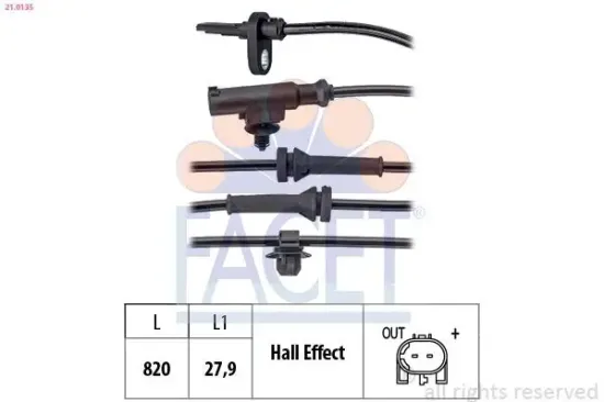 Sensor, Raddrehzahl FACET 21.0135 Bild Sensor, Raddrehzahl FACET 21.0135