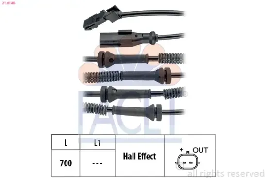 Sensor, Raddrehzahl FACET 21.0146 Bild Sensor, Raddrehzahl FACET 21.0146