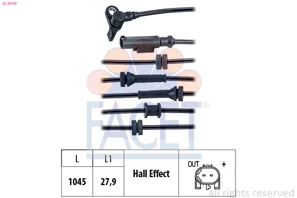 Sensor, Raddrehzahl FACET 21.0159