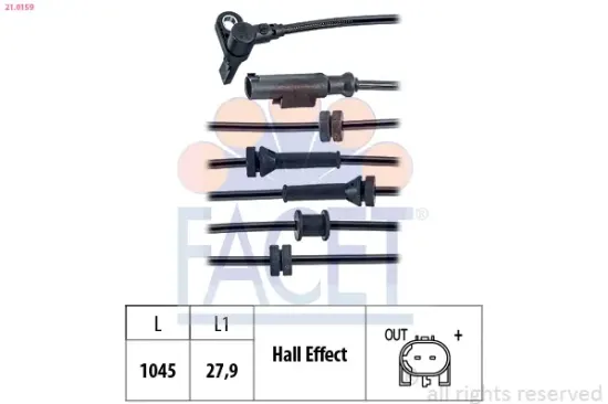 Sensor, Raddrehzahl FACET 21.0159 Bild Sensor, Raddrehzahl FACET 21.0159