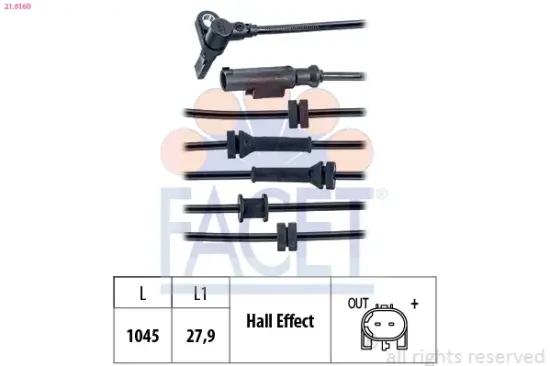 Sensor, Raddrehzahl FACET 21.0160 Bild Sensor, Raddrehzahl FACET 21.0160