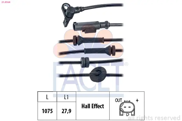 Sensor, Raddrehzahl FACET 21.0164