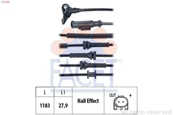 Sensor, Raddrehzahl FACET 21.0166